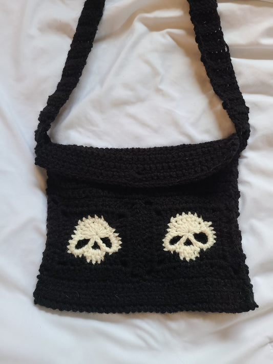 Crochet Skull Messenger Bag